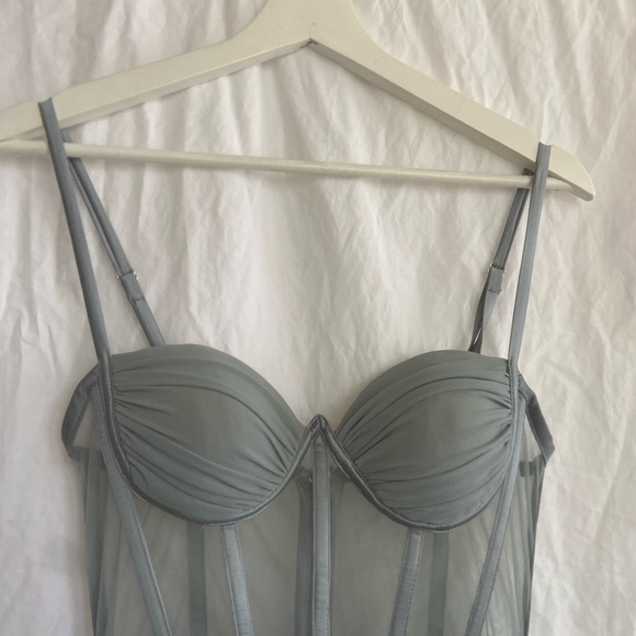 Miss Circle Grey Ruched Draping Mesh Corset Dress Size XS - Picture 10 of 16